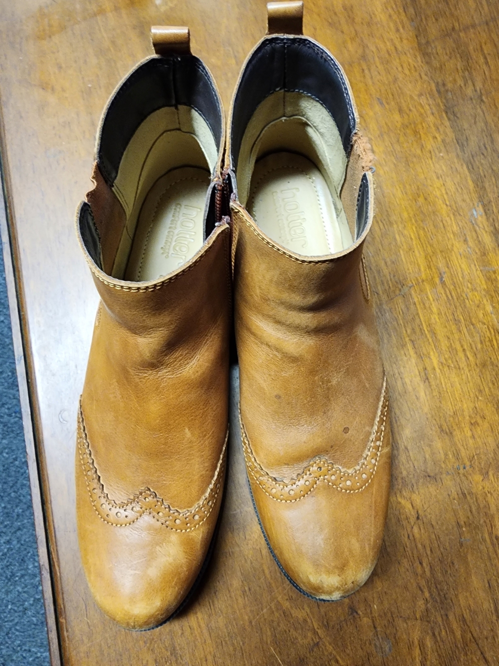 Hotter Women's Sz 10 Tan Leather Boots Made In England.